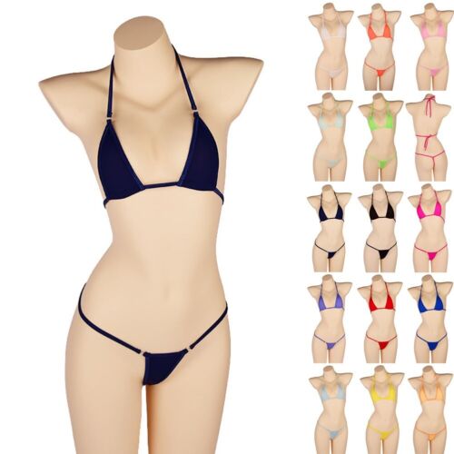 Bikini Oild Color See Through Sexy Summer Swimwear 2Pcs/set Beach Wear - Picture 1 of 22