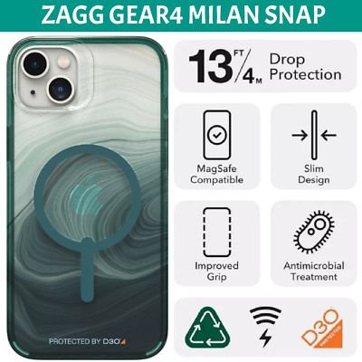 Original ZAGG GEAR4 Milan Druckknopftasche für iPhone 15 Plus/14 Plus MagSafe Abdeckung