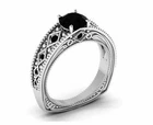 Milgrain Solitaire Accent Ring 3ct Round Lab-Created Moissanite Gold Plated