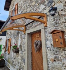 pensiline legno lamellare - pensilina copertura policarbonato - Mod. LEGNO ONDA