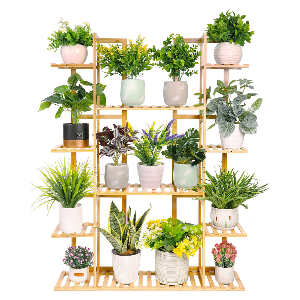 Multi Tier Bamboo Plant Stand Flower Pot Holder Shelf Rack Display Indoor  Outdoo | eBay