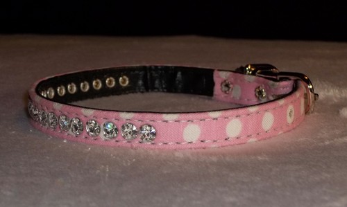 1 fila de cuello de perro joya de cristal 3/8" wd de diseñador mascota pequeña ¡LINDO lunares bling! - Imagen 5 de 9
