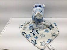Little Beginnings Blue Hippo Baby Lovey Gray Stars Security Blanket NWT