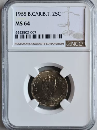 British Caribbean Territories 25 Cents 1965 NGC MS 64