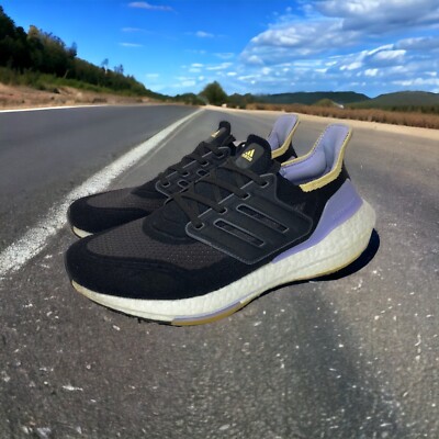 adidas Womens Ultraboost 21 Running Shoes Size 8.5 S23841 Black Lavender White