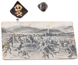 WWI Postcard Battle Skull Ring Gothic brutal WW1 Death head Goth Colar tab Patch