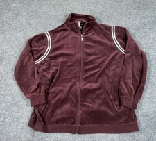 Retro Velour Zip Track Jacket Women's 2X Dark Red Streetwear New York Laundry