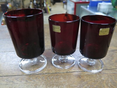VINTAGE ARCOROC LUMINARC FRANCE Ruby Red Stemware Wine Glass~Set Of 3 SEE SIZES