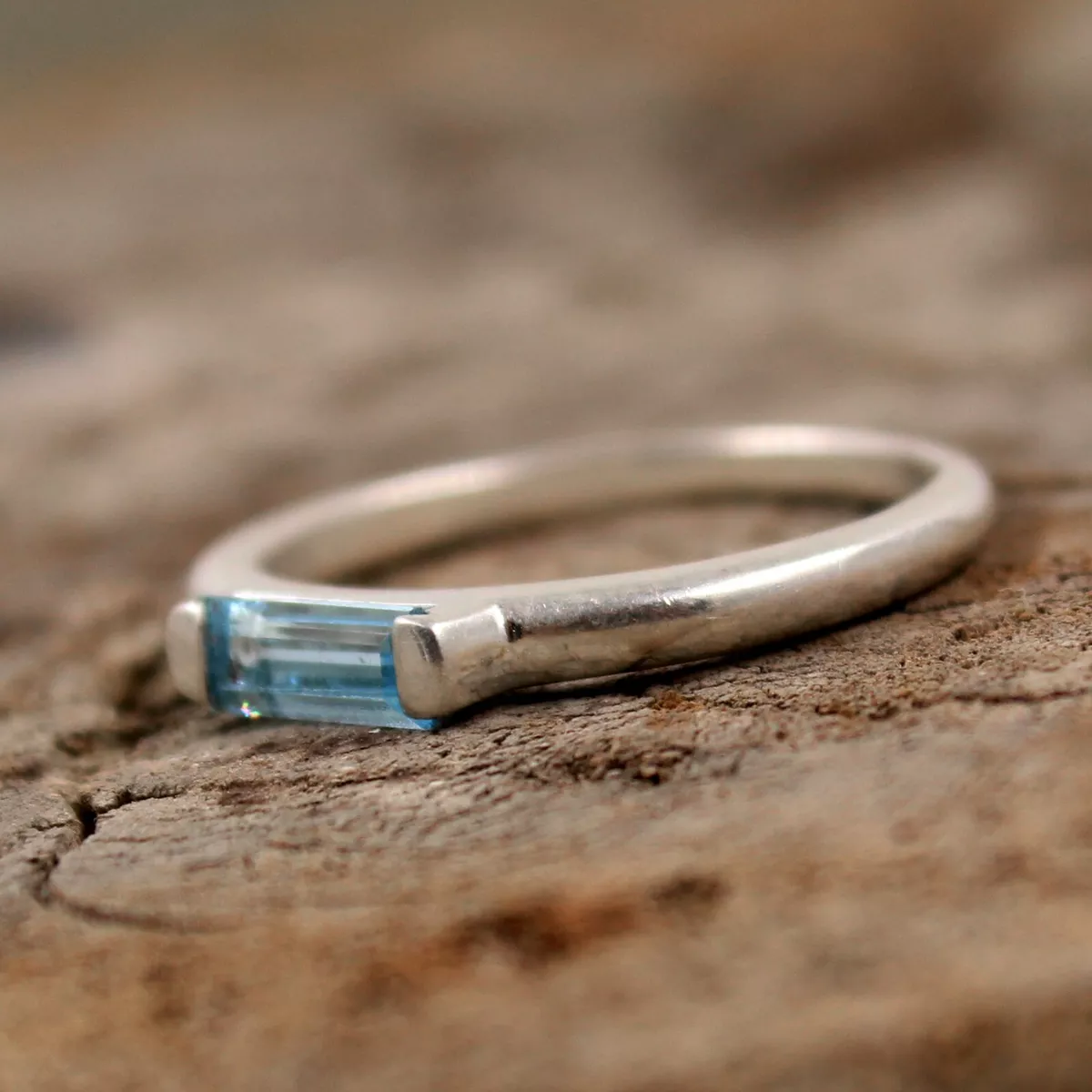 Blue topaz baguette clearance ring