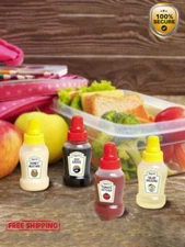 4pcs Mini Portable Sauce Bottles - Plastic Squeeze Dispenser for Dressing - NEW