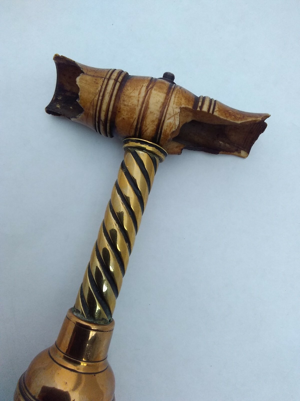 Damaged 19th Century Antique Thomason Brass Barrelled Corkscrew Goedkoop koopje