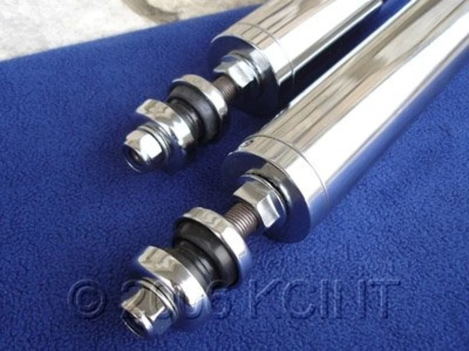 2" DIAMETER CHROME LOWERING SHOCK SET HARLEY SOFTAIL FAT BOY HERITAGE 2000 UP - Image 3 of 4