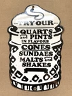 VINTAGE 12x8" ICE CREAM CUP PORCELAIN GASOLINE OIL SODA POP PUMP GAS PUMP SIGN