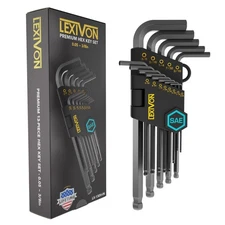 Allen Wrench Set, 13-Piece Premium SAE Hex Keys, L-Shaped Long Arm Ball End D...