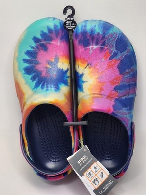 Crocs Bistro Graphic Clog Tie-Dye Navy Roomy Fit Size M10 W12 Work Shoes