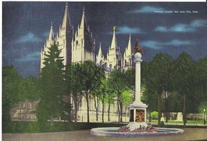 Salt Lake Mormon Temple - Vintage Jumbo Postcard - Salt Lake City, Utah - LDS