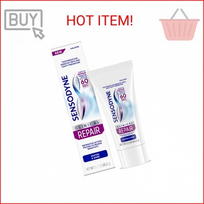 Sensodyne Clinical Repair Whiten & Shine Toothpaste for Sensitivity Relief, 2.3