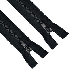 2PCS 5 30 Inch Black Separating Jacket Zippers for Sewing Coats, Molded Plastic
