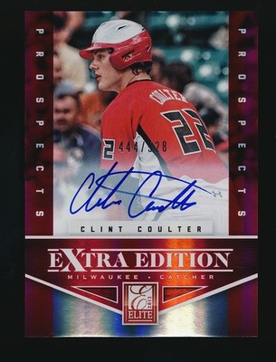 CLINT COULTER   2012 Panini Elite Extra Edition Auto #/528 Milwaukee Brewers