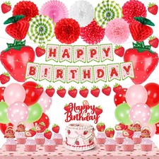 Strawberry Birthday Decorations for Girls Berry Shortcake Party Set