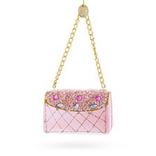 Pink Purse with Gold Chain Glass Ornament