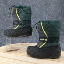 Sorel Boots Youth 1 Flurry Waterproof Snow Green Comfort Round Toe NY1965-370