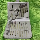 16pcs Professional Manicure Pedicure Set Nail Clippers & Tools Kit - Green