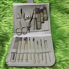 16pcs Professional Manicure Pedicure Set Nail Clippers  Tools Kit - Green