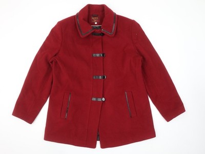 Kesta by David Barry Damen rot Wollmischung mittellanger Mantel Größe 16