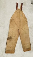Carhartt Bib Overalls Mens 44x30 Double Knees Insulated Made in USA Broken In 