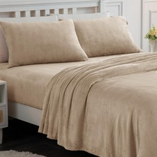 Softan Fleece Sheets Full Size, Flannel Like Soft, Fuzzy Warm Plush Sheets, Velv