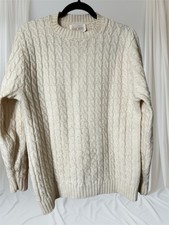 VTG Lord Jeff Sweater Men  s M/L Cream Wintuk Orlon Cable Knit USA 80s Flaw
