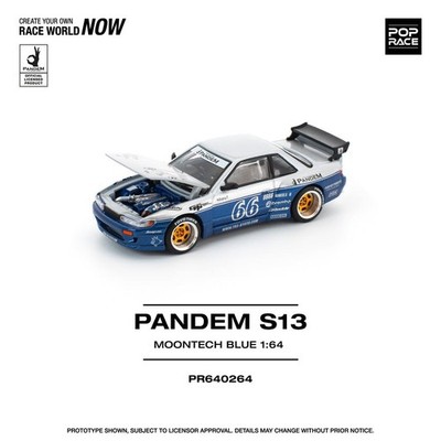 POP RACE 1/64 PANDEM SILVIA S13 MOONTECH BLUE Diecast Model Car
