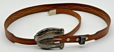 Vintage Western Style Sterling Silver Leather Belt, BeFlesh  