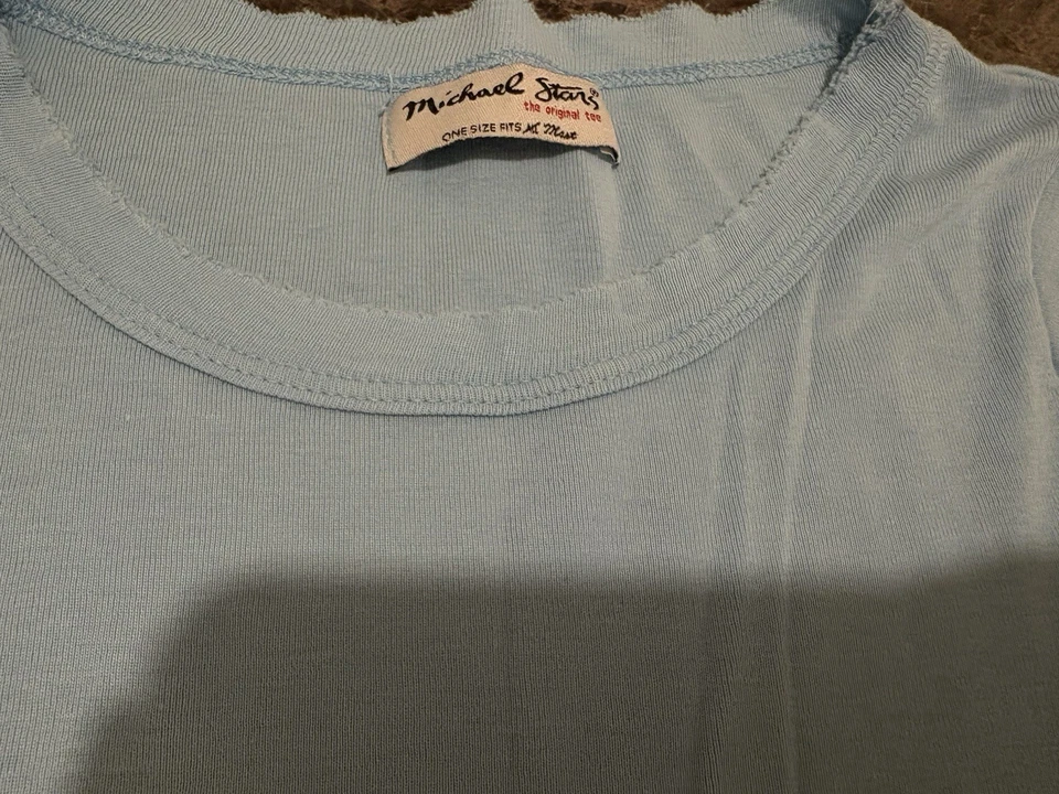 Michael Stars The Original Tee Long Sleeve Top Baby Blue One Size Fits Most - Image 3 of 4