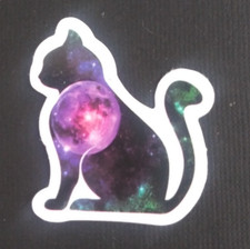 Beautiful Galaxy Night Sky Kitty Cat Sticker 1.58" x 1.5" Q 