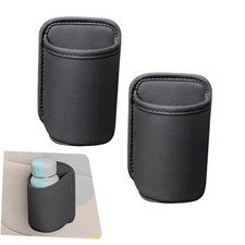 Leather Car Cup Holder Organizers, Multifunctional Storage Bag for 2 PCS Black