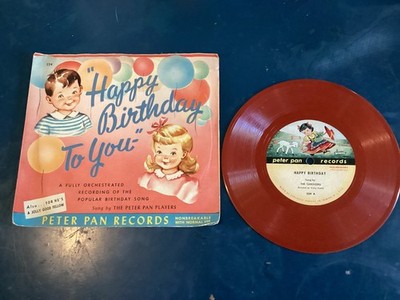 PETER PAN RECORDS RED VINYL HAPPY BIRTHDAY TO YOU/FOR HE'S A JOLLY GOOD FELLOW