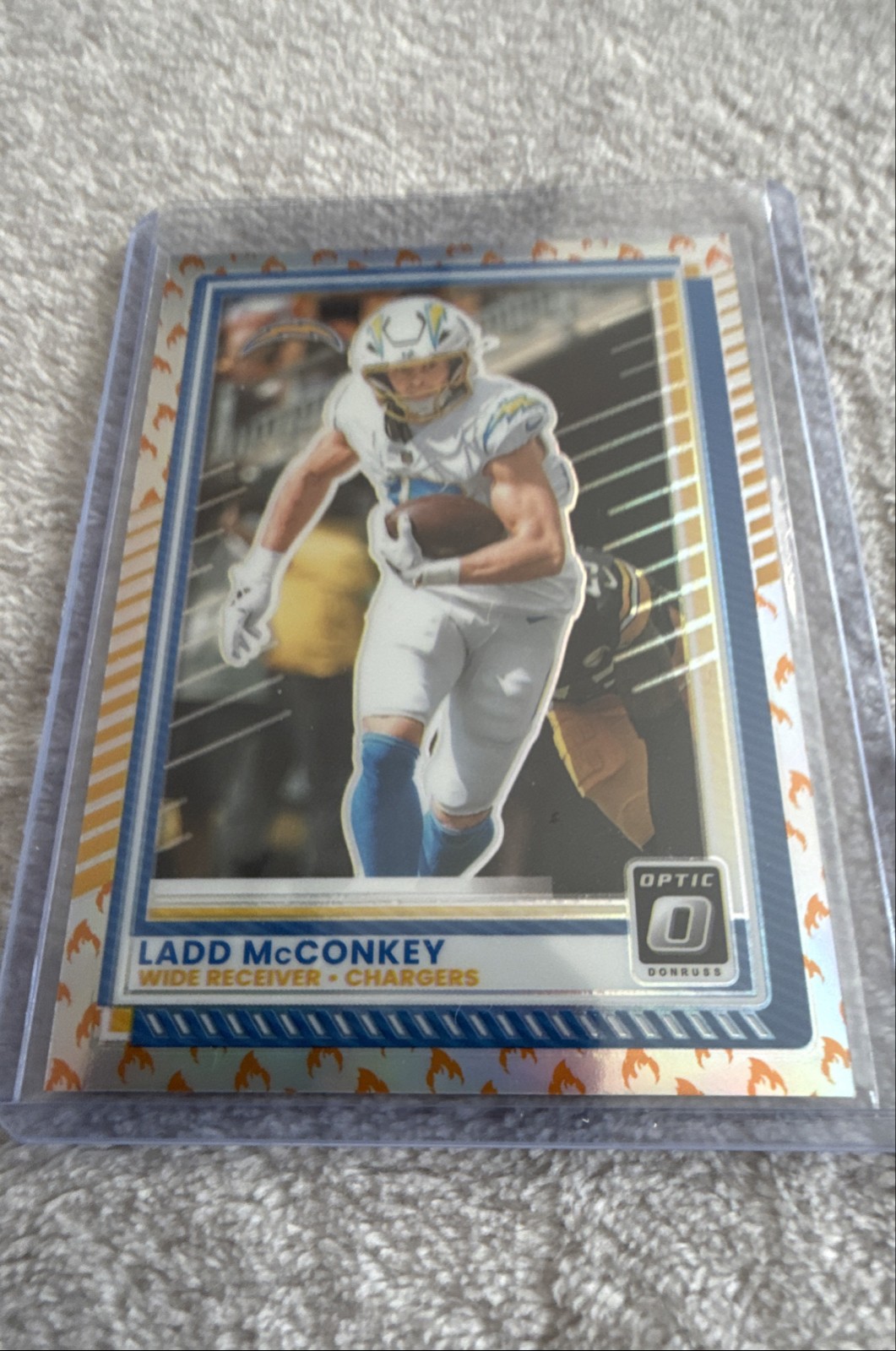 2024 Panini Donruss Optic - Rated Rookie Ladd McConkey #266 Fire Prizm (RC)