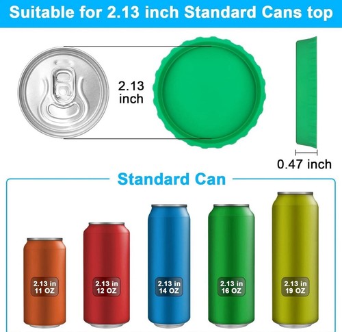 5 Stück Silikon Soda Dosen Deckel, Wiederverwendbare Soda Dosen Deckel Bier Dosen Abdeckungen. USA - Bild 6 von 6