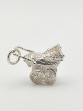 Vintage 925 Sterling Silver Pram Charm Pendant 