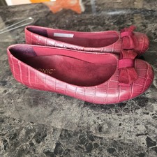 Vionic Lydia Ballet Wedge Women  s US 6 Slip On Comfort Shoes Croc Bow Maroon