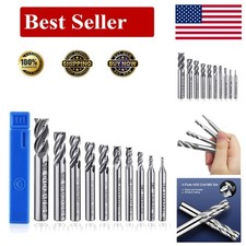 Asnomy 10Pcs 4-Flute End Mill Set, Metric Cnc Milling Cutter Drill Bit 2-12mm