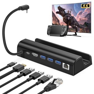 For Steam Deck/ROG Ally 6-IN-1 Docking Station Fast Charging w/HDMI 2.0 4K@60Hz