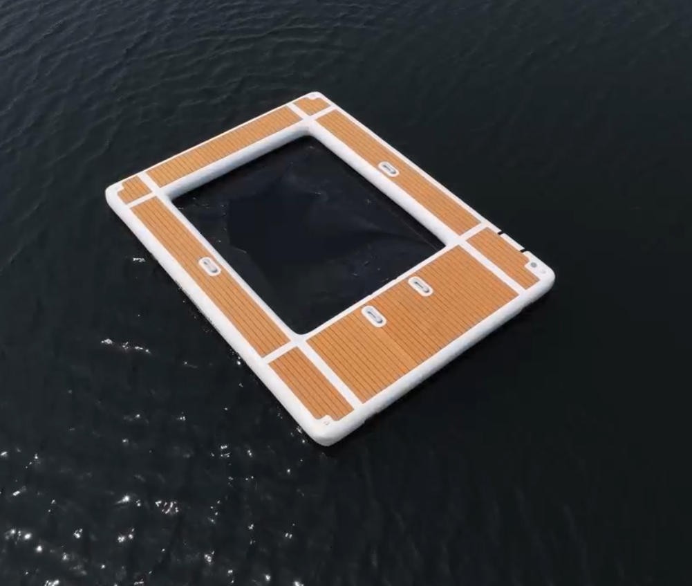 Piscina inflable para yates de 4x3m, piscina flotante con red de seguridad para barcos