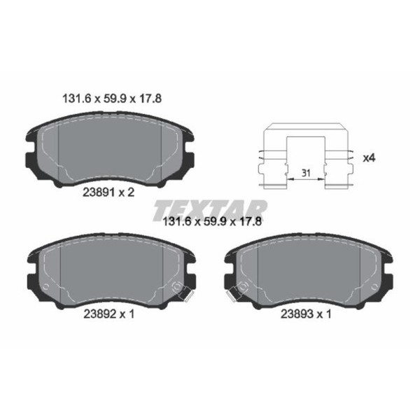Textar BremsbeläGe Bremsbelegsatz Vorne FüR KIA Sportage Hyundai Sonata V-image