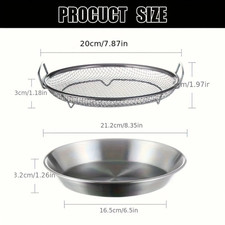 Heavy Duty Stainless Steel Frying Rack with Tray, Foldable Metal Mesh Basket for