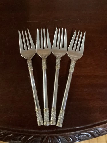 Lot Of 4 Wallace Sterling Silver Salad Fork 6 7/8" Aegean Weave Not Scrap 164 Gr