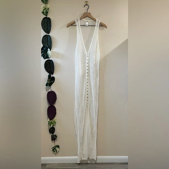Maxi Vestido L*SPACE Adrift Crochet Natación Encubrimiento-Talla Grande-Blanco- Algodón Nylon Foto 3 de 4