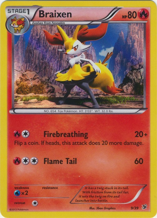 Braixen 9/39 Kalos Starter Set Pokemon Holo Lightly Played